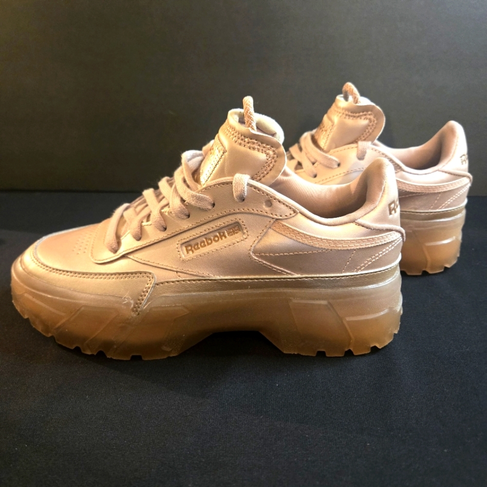 Reebok + Cardi B Pink Sneakers Classic Leather Platform Women's 7.5 Hiphop Glam